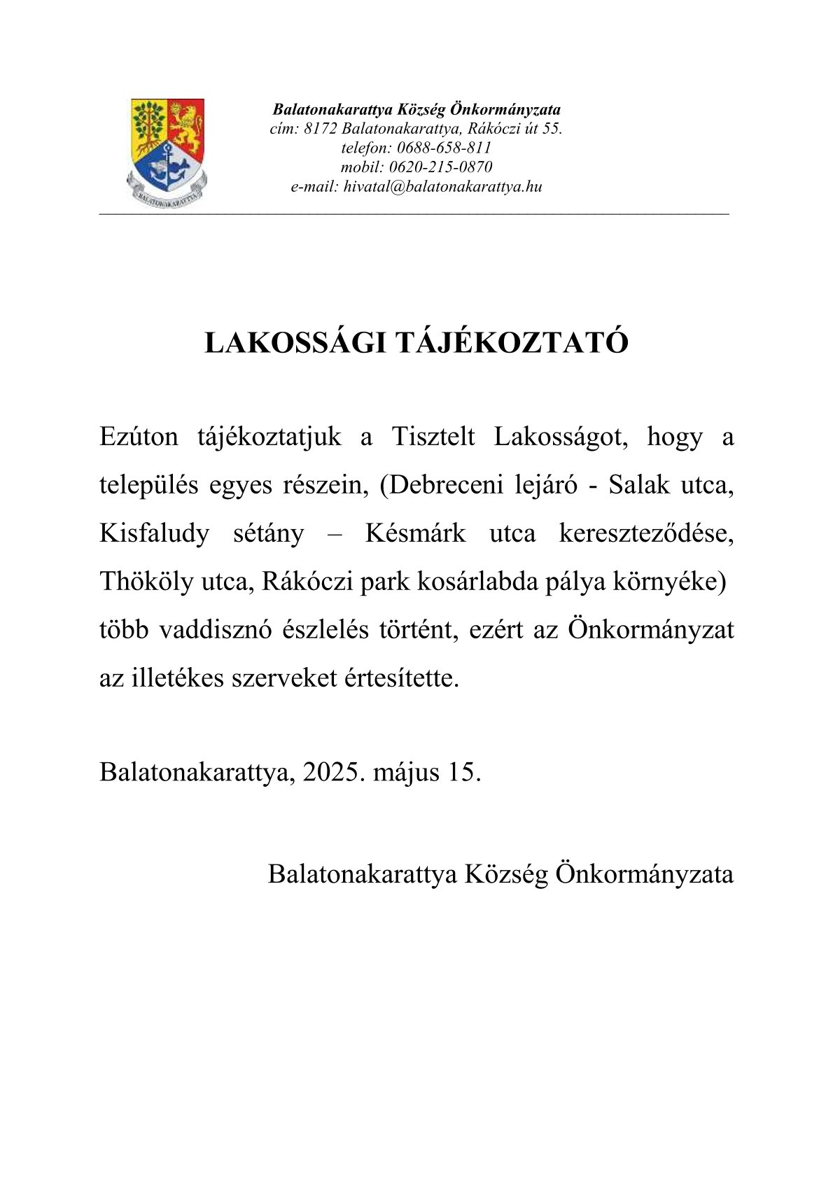 Tjkoztat vaddiszn elleni intzkeds gyben 20250515