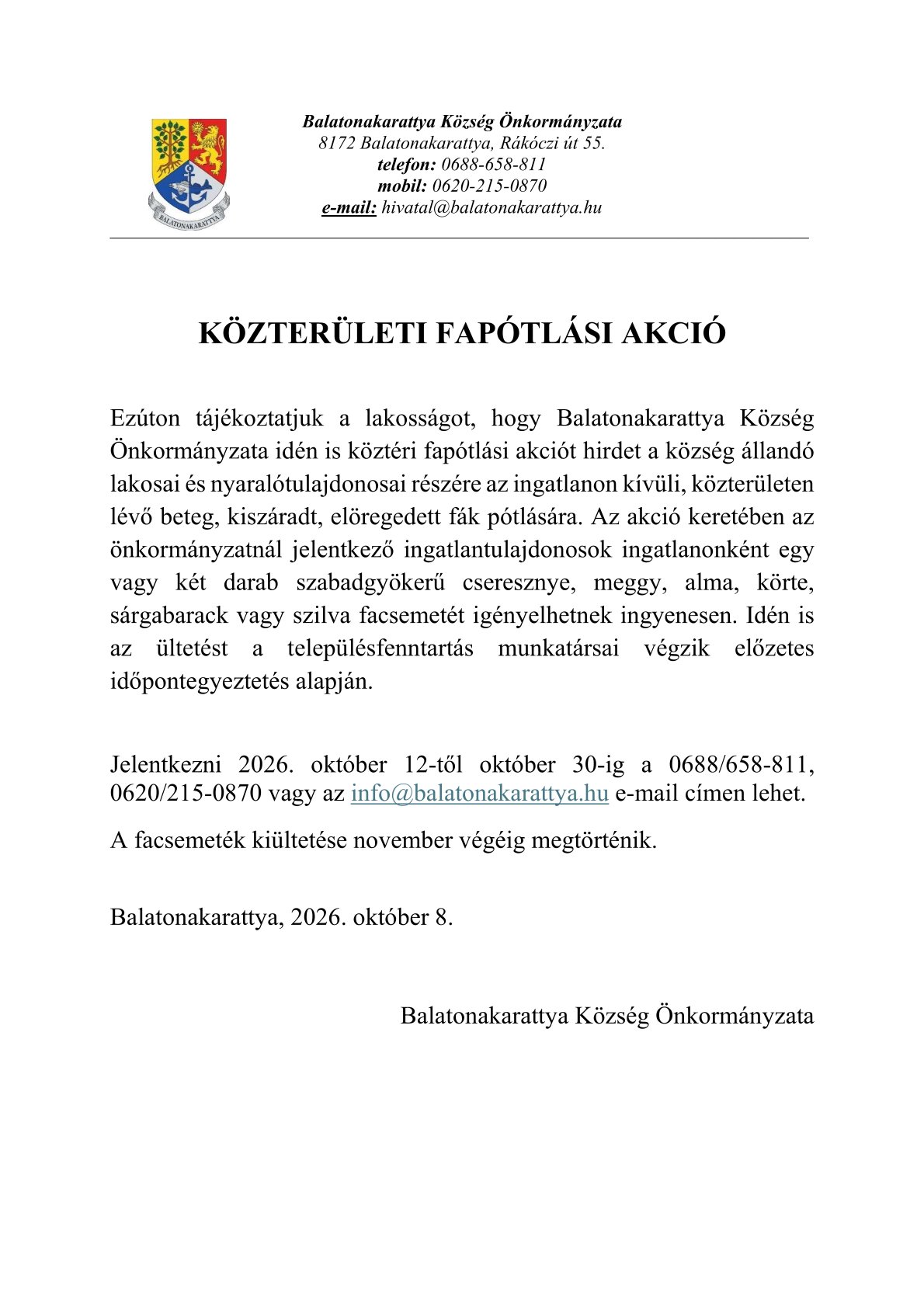 Hirdetmeny gyumolcsfa 2026