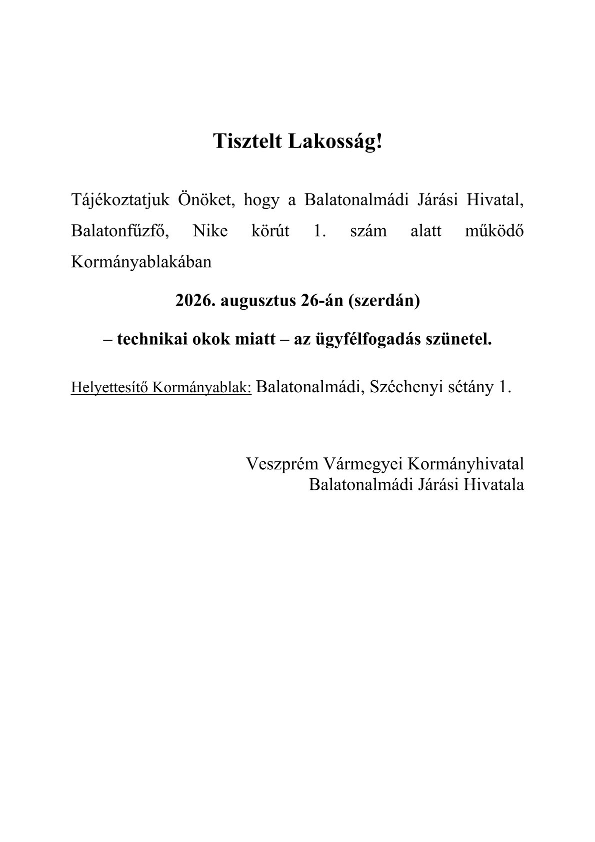 Tjkoztat Kormnyablak zrvatartsrl20260826