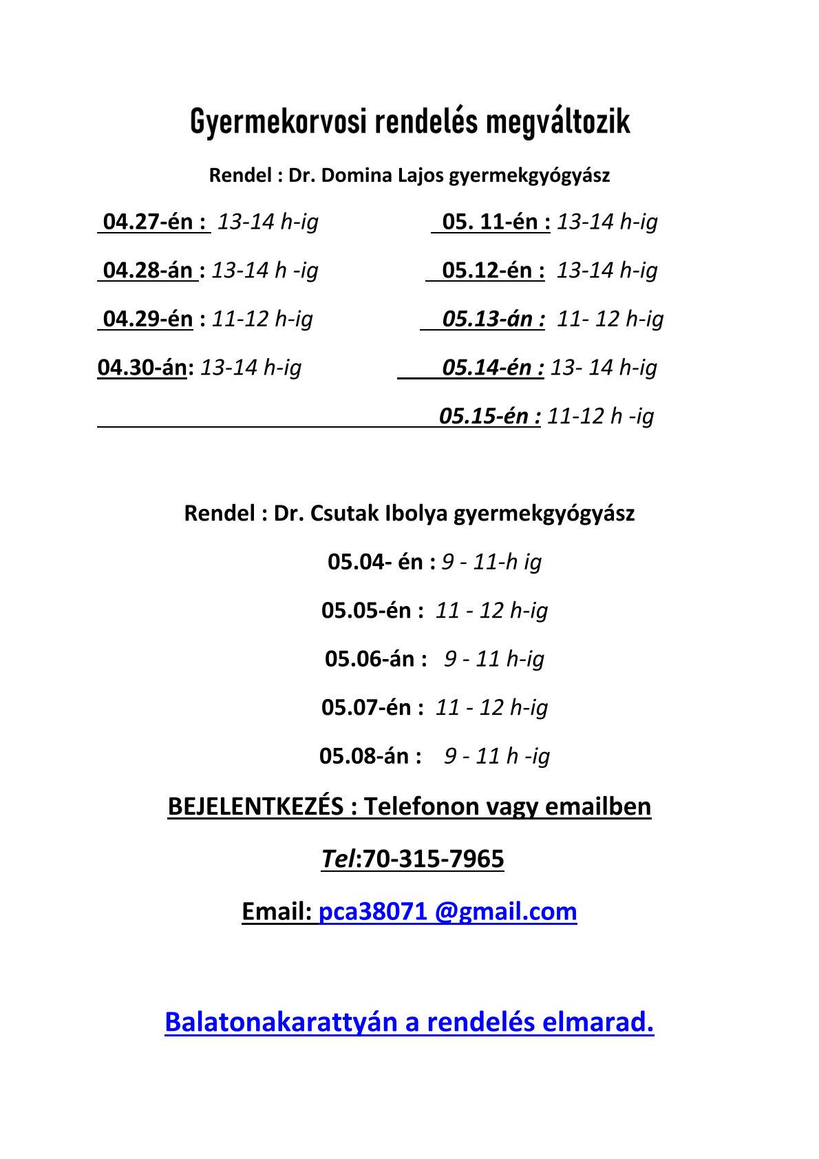 gyermekorvos helyettesites